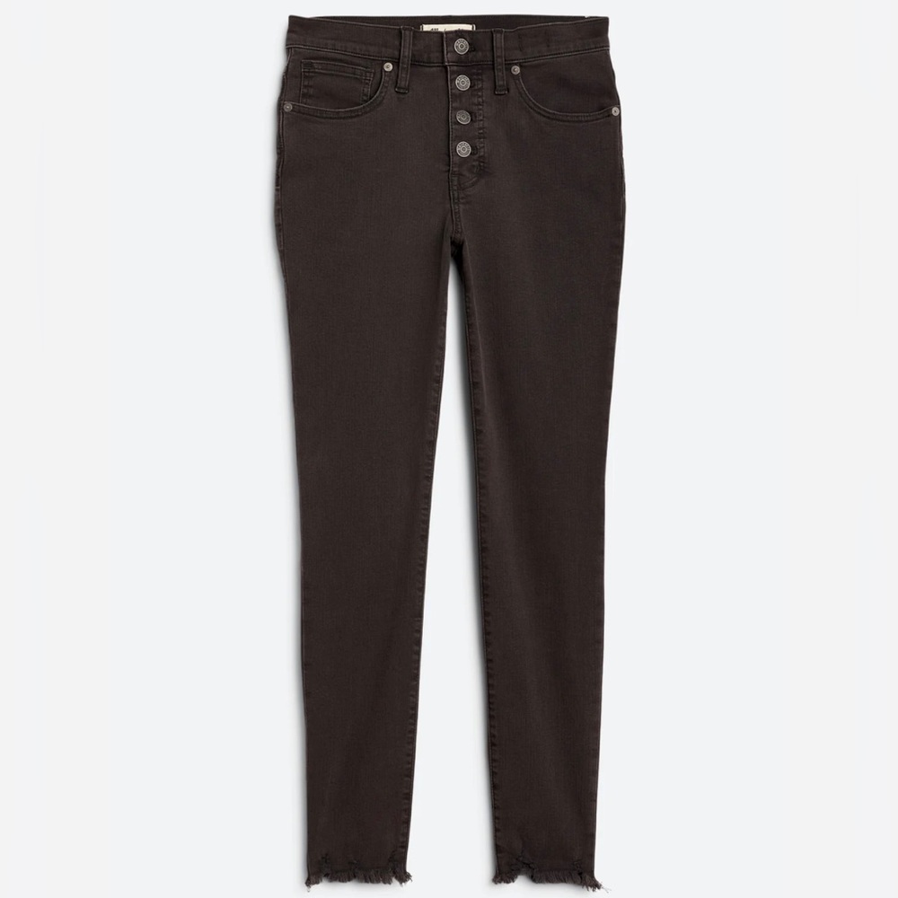MADEWELL Charcoal Black 10" High-Rise Skinny Raw Hem Jeans 28